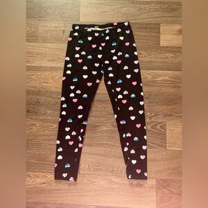 Bobbie Brooks Girl’s Black Leggings with Hearts XL